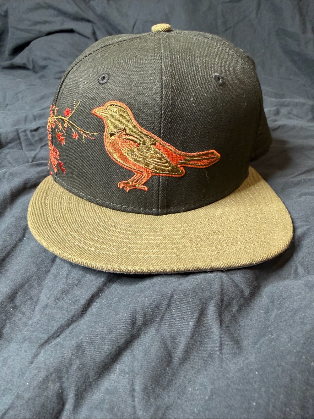 New Era 59fifty Rustic Fall  Baltimore Orioles MLB Hat 7 3/8 Black Leaves